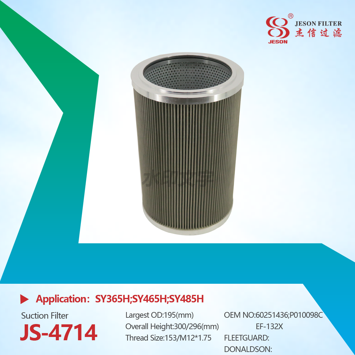 JS-4714 XE215C Excavator Hydraulic Suction Filter 803306841 TLX235RC/100 803184486 TLX235RC/100 60251436 P010098C for Sale