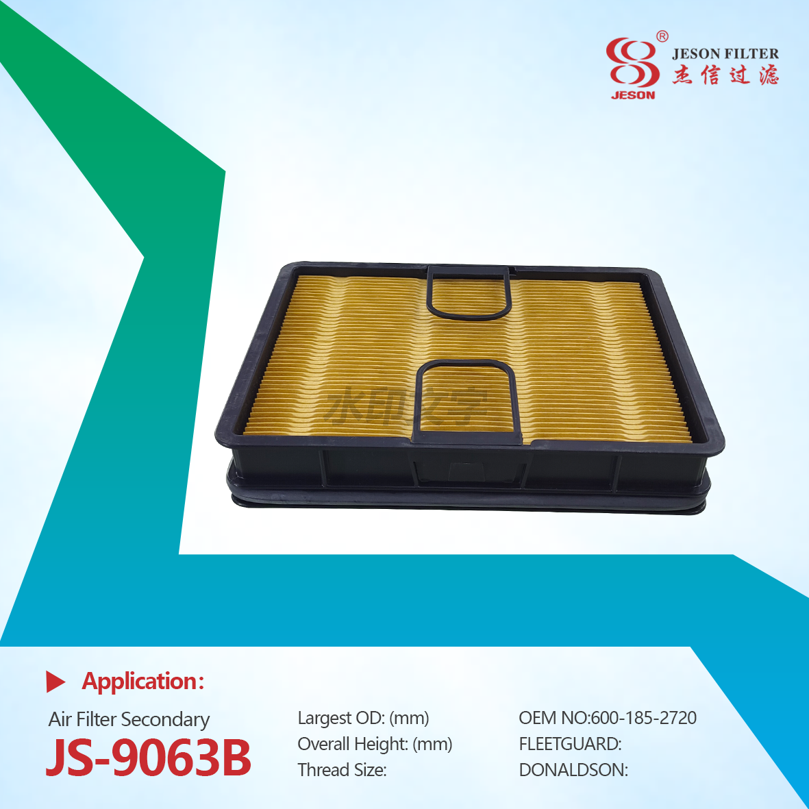 JS-9063AB Factory Direct Sales Engine air Filter for diesel Generator 600-185-2710 600-185-2720 Air Filter Element for Heavy Truck
