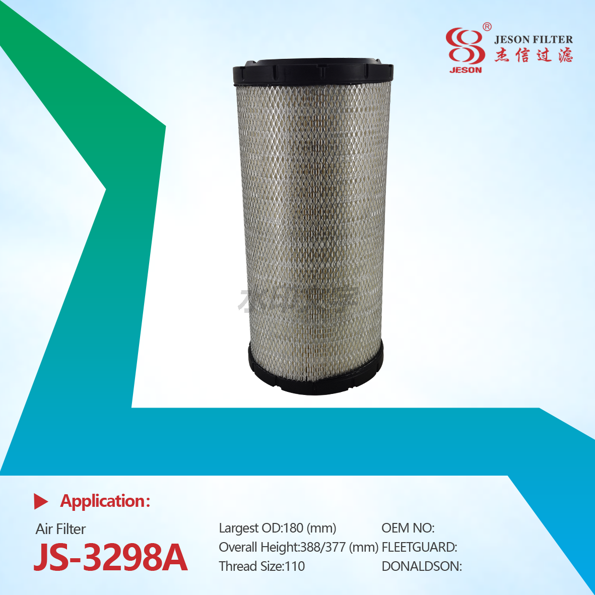 JS-3298AB High Quality Factory Supply Air Filter Kit A8672-S 11110283+11110284 AF25957+AF25618 P780522+P780523 X012194 800160521