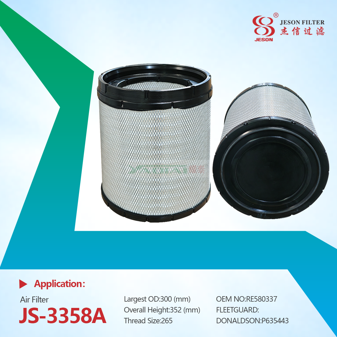 JS-3358AB High Performance Tractor Diesel Engine Air Filter RE587791 RE587792 for Tractor Engine Parts AF4191 AF4192 RE580337 RE580338