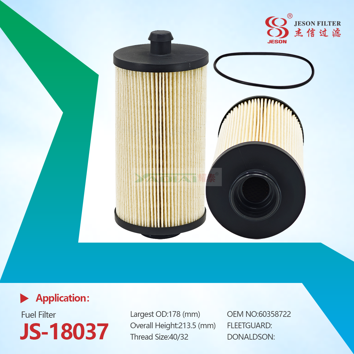 JS-18037 Hot Selling Factory Direct New Fuel Filter High Quality Fuel Filter Element 60358722 60358721 CC580