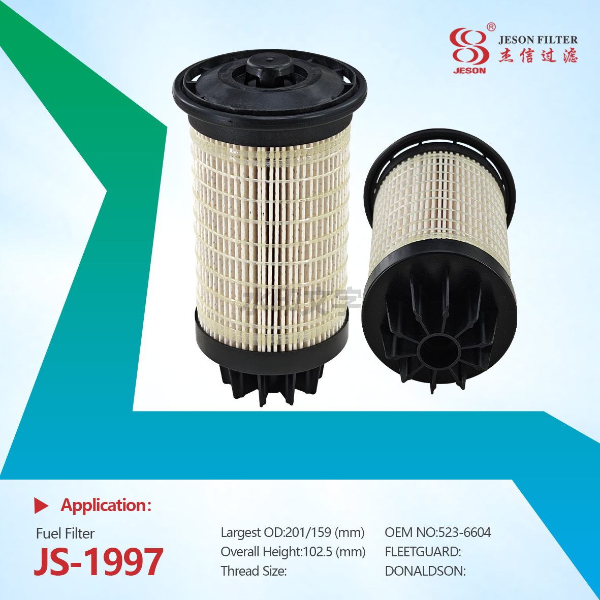 JS-1997 523-6604 5236604 Good Quality Fuel Water Separator Filter Backhoe Loader Filter Group Fuel for 424 428