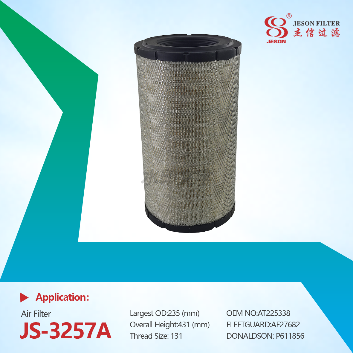 JS-3257A AT225338 High Efficiency Auto Parts Engine Air Filter AT225338 P611856 AF611856