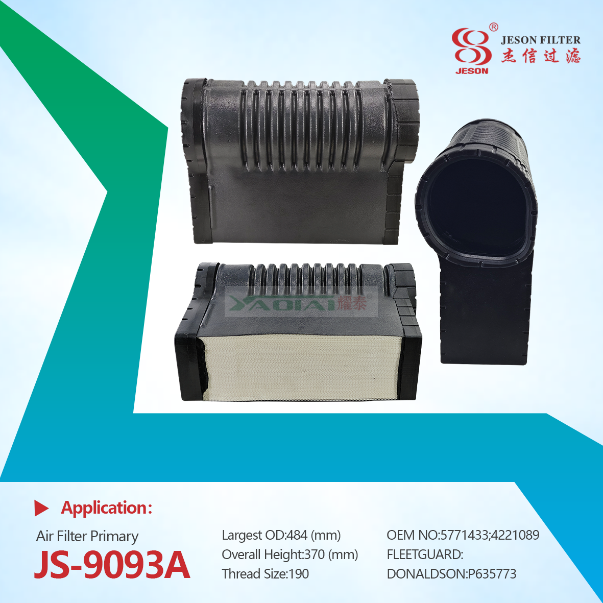 JS-9093AB 577-1433 337-0790 Factory Supply Excavator Engine Spare Part Air Filter 5771433 3370790 SA16826 SA16838