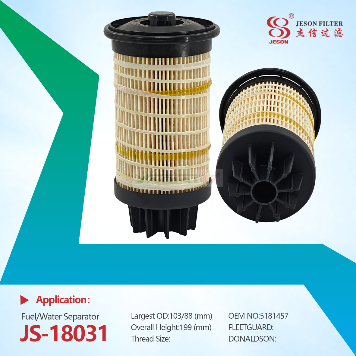 JS-18031 523-6602 High Quality Excavator Parts Fuel Water Separator Filter Element 5236602 SN40900 for Truck
