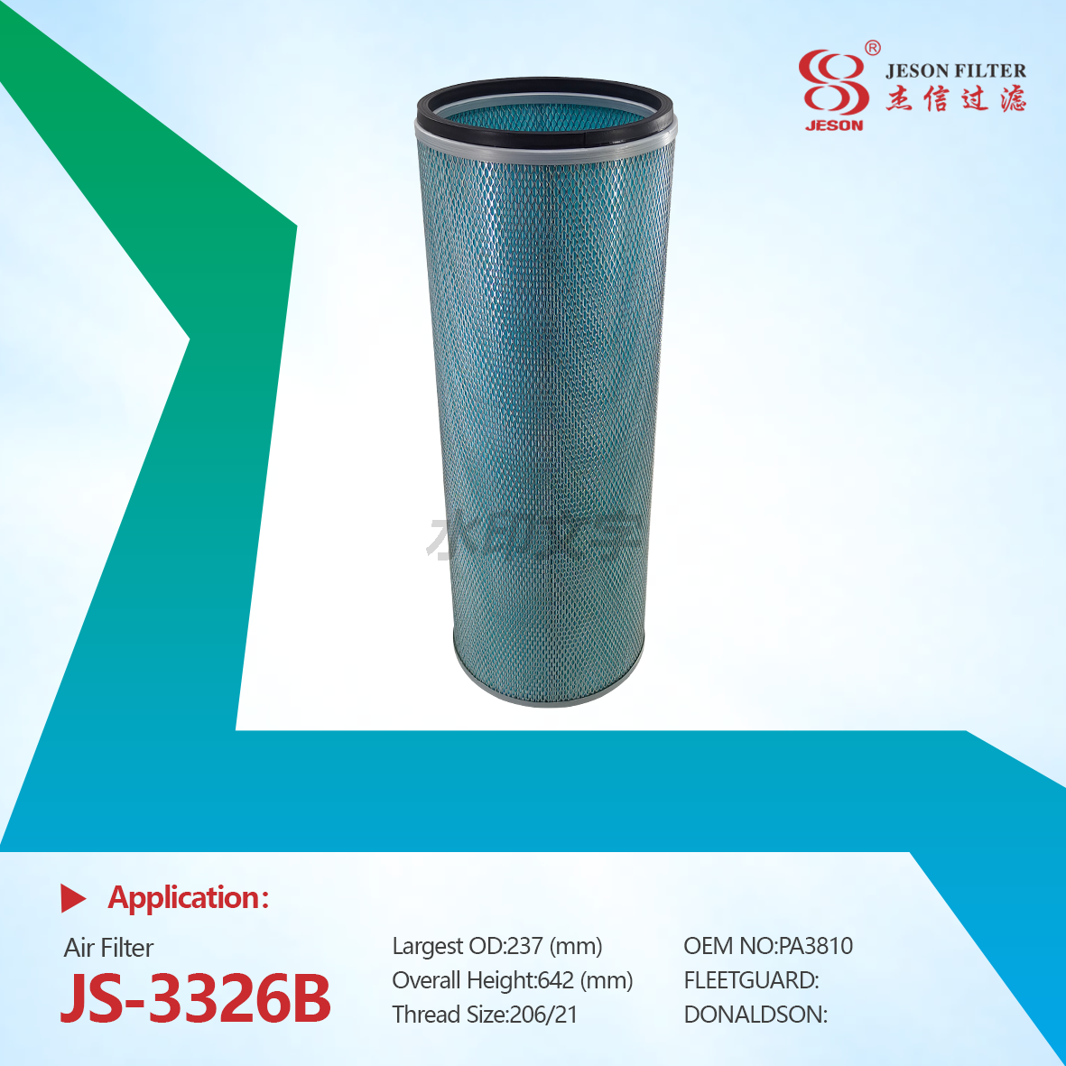 JS-3326AB Wholesale Excavator Engine Accessories Air Filter Kit P607369 P607370 A-6907 46791 36864361 PA3806 AF25187