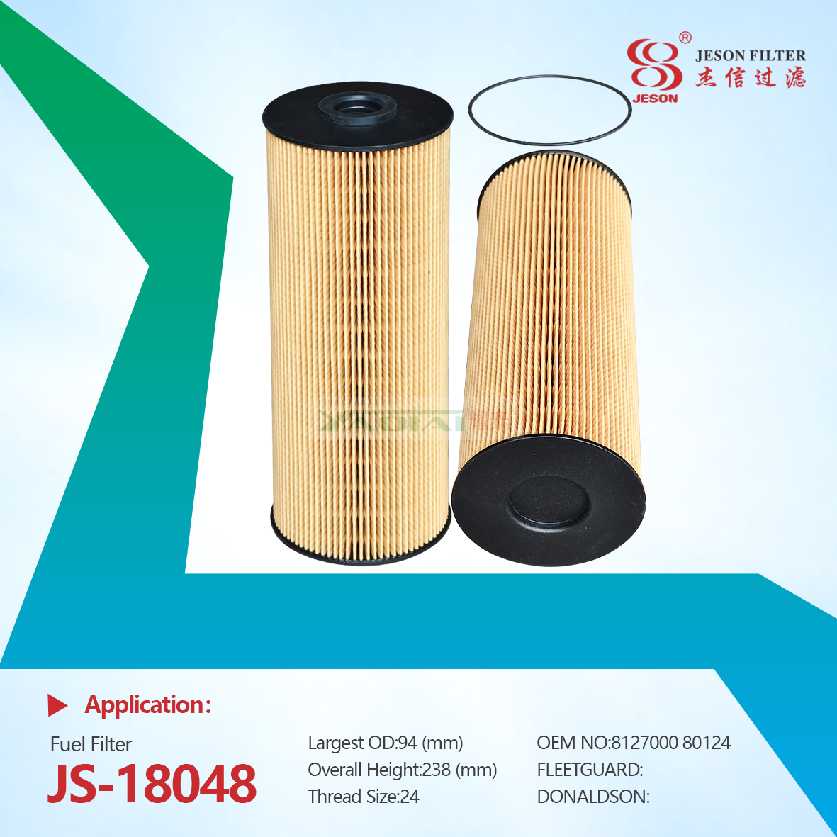 JS-18048 Hot Sale High Quality 812700080124 Diesel Fuel Filter Accessories for Jiefang J6F Weichai WP17 Engine