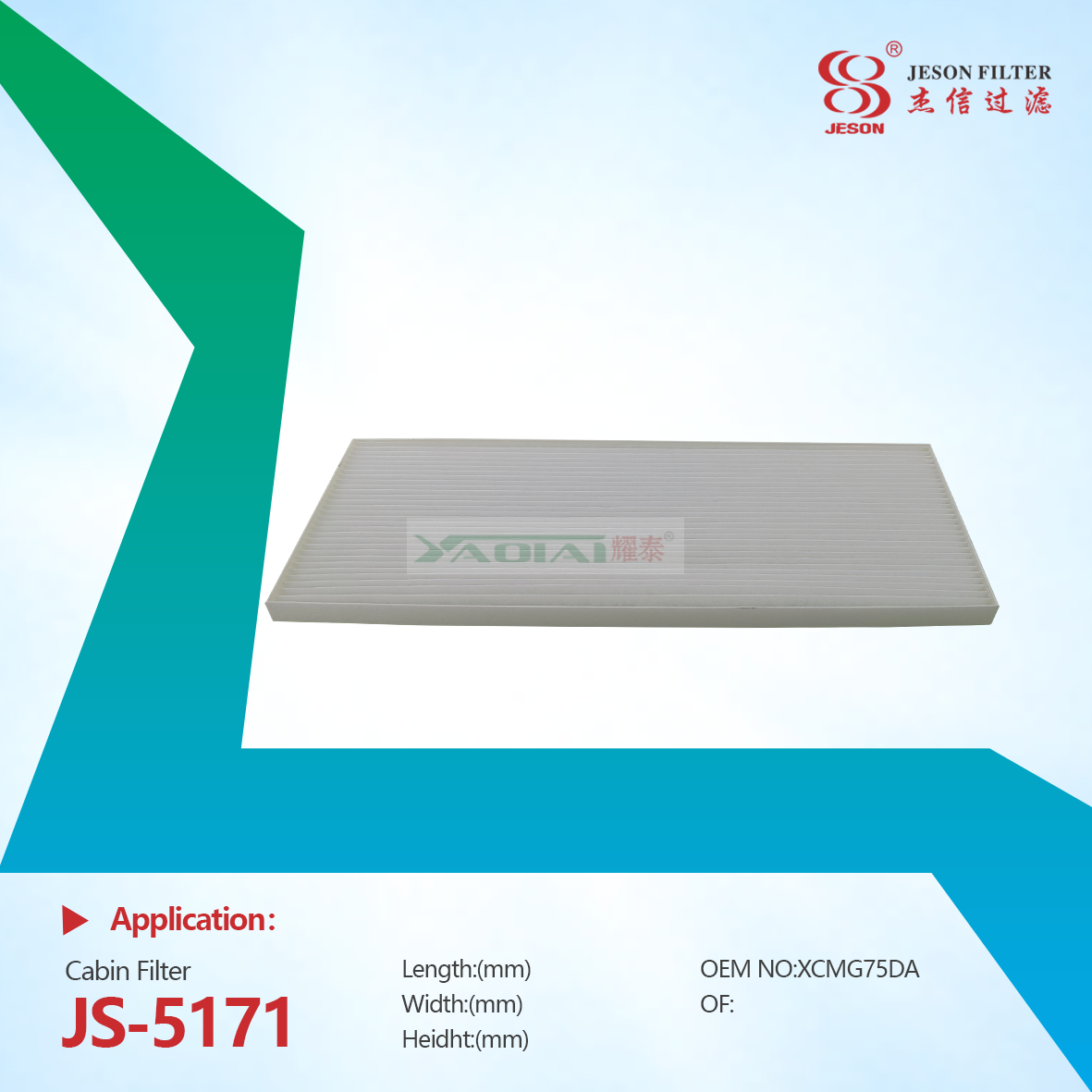 JS-5171 For XCMG Original XE55 60D 65 75DA Excavator Cab Original air Conditioning Filter element Filter Mesh Accessories
