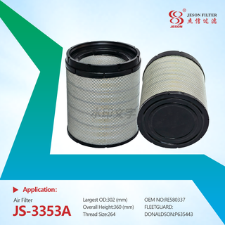 JS-3353AB China Factory High Quality Hot Selling Air Filter for Tractor Excavator Engines Filter Parts RE587791 P635443 RE580337