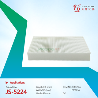 JS-5224 Hot Sale Cabin Air Filter Panel Ventilation RE187966 P750014 RE165044 RE165004