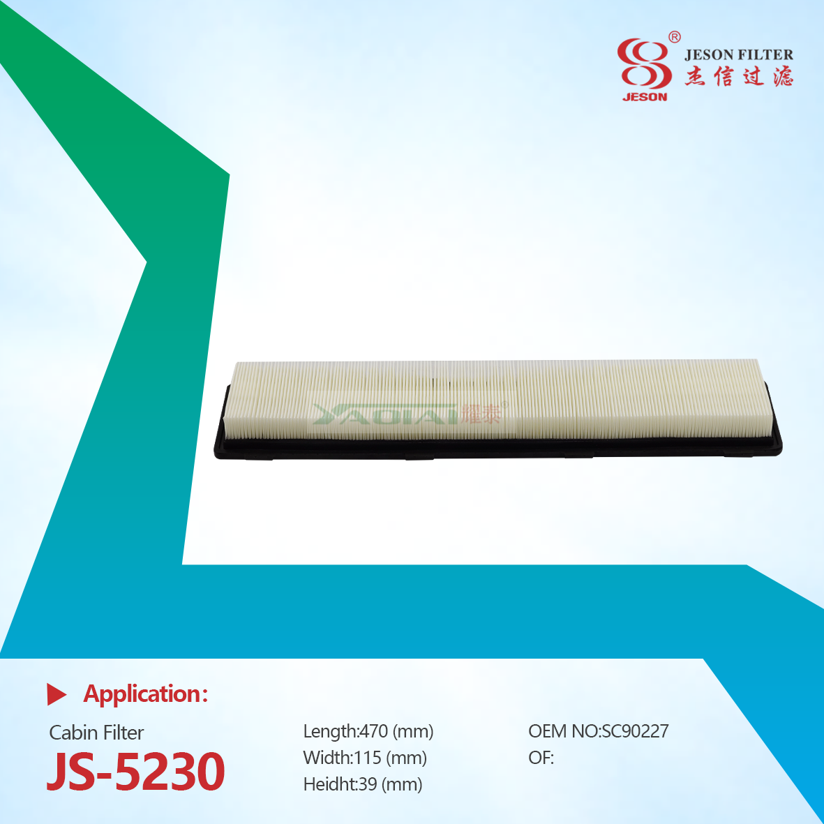 JS-5230 Factory Supply Engineering Machinery Cabin Air Filter PF16591 WCA25640 SKL46457 AF26190 708962A1 SC90227