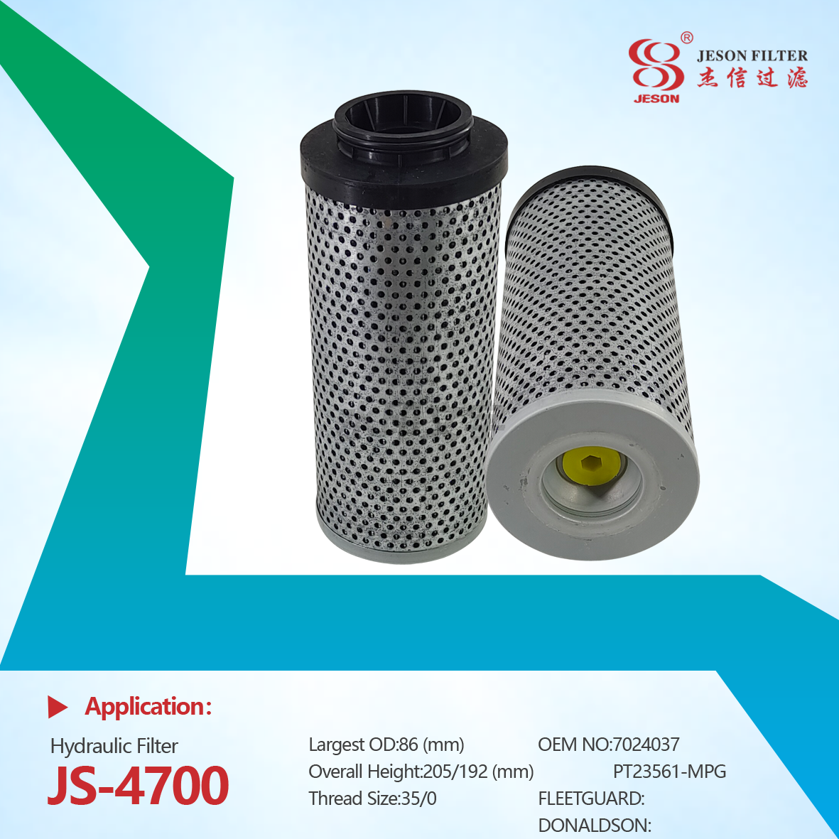 JS-4700 High Quality Heavy Duty Truck Parts Hydraulic Oil Filter 7024037 for Bobcat Skid Loader