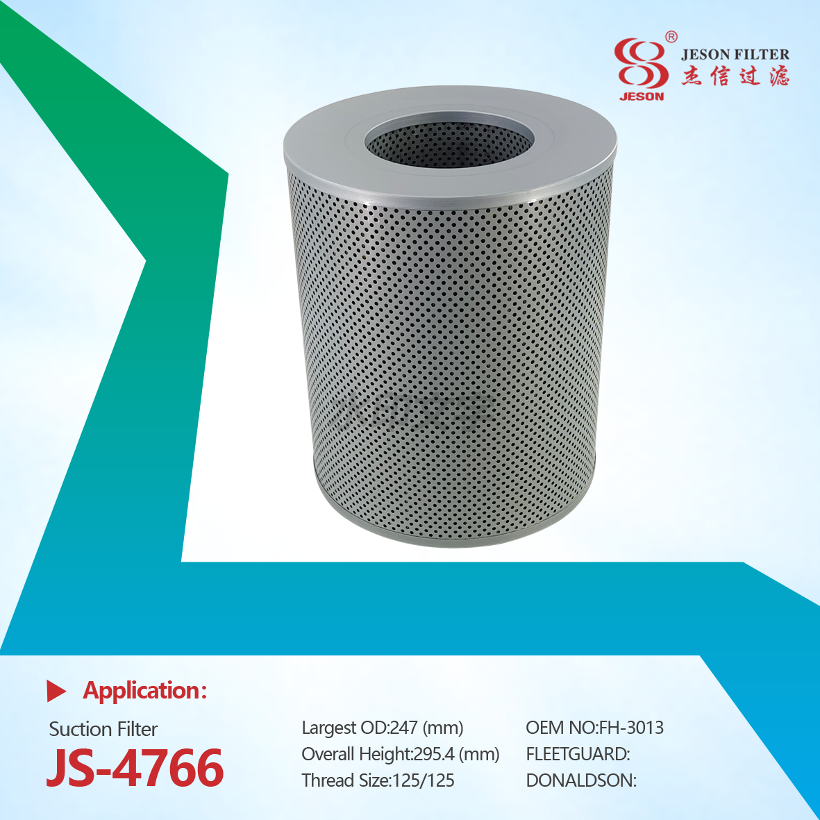 JS-4766 Durable OEM Hydraulic Filter Heavy Duty Machine Filter Element Group FH-3013