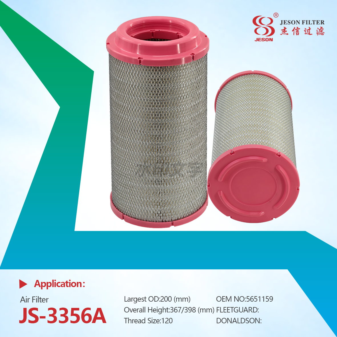 JS-3356AB WEICHAI WP6 for SDLG SEM Grader Spare Part New AIR Filter Part Numbers 5651159 1000880522 4110002852014 W010519395 13065627