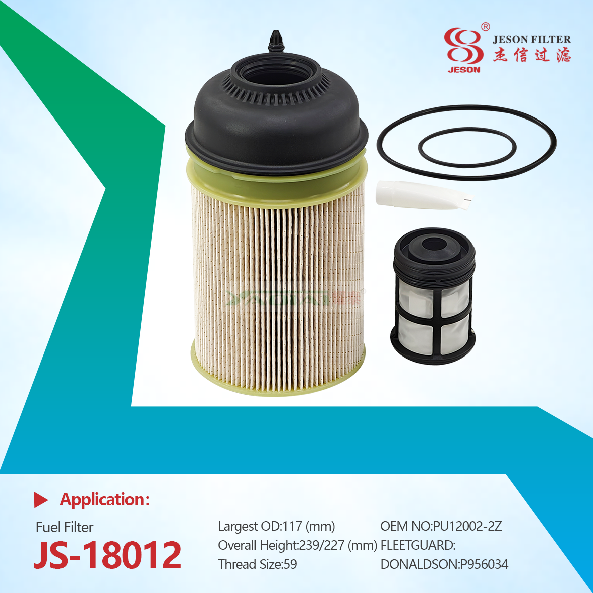 JS-18012 High Quality Truck Fuel Filter A4710902755 E445KPD314-2 PU12002-2Z A4710902455 for Truck diesel Engine Fuel Filter