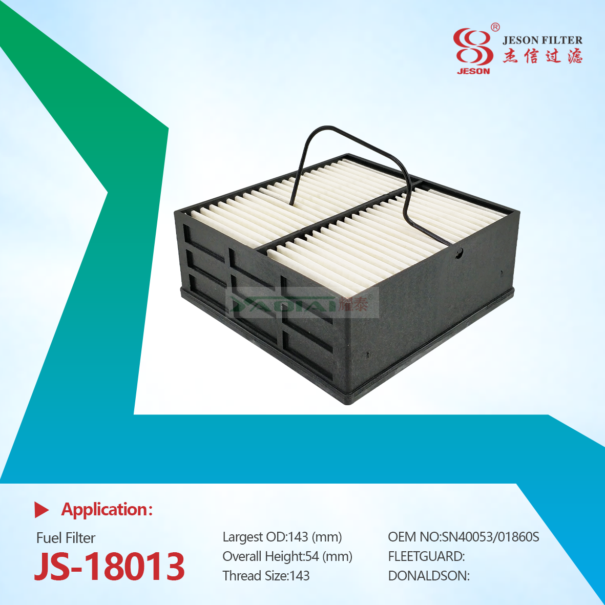 JS-18013 High Quality Fuel Water Separator Filter Replacement Element 01830 SN40006 SN40053 01860S Fits for SWK2000/18 / 30 Micron