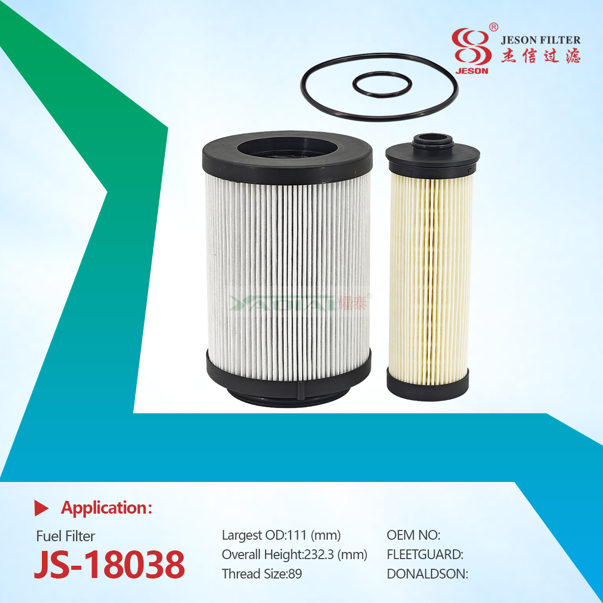 JS-18038 Use for SANY diesel Filter 60282026 CC-221 19Y26S1 Fuel Filter Oem Size